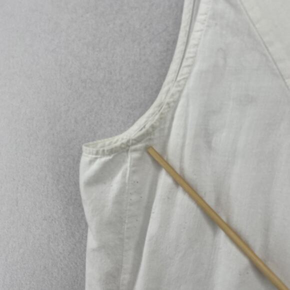 EILEEN FISHER Top L Cotton Woven Tunic Tank Smocked Square Neck Shell White - Picture 12 of 13